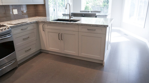 white cabinets and Cambria Bellingham, backsplash